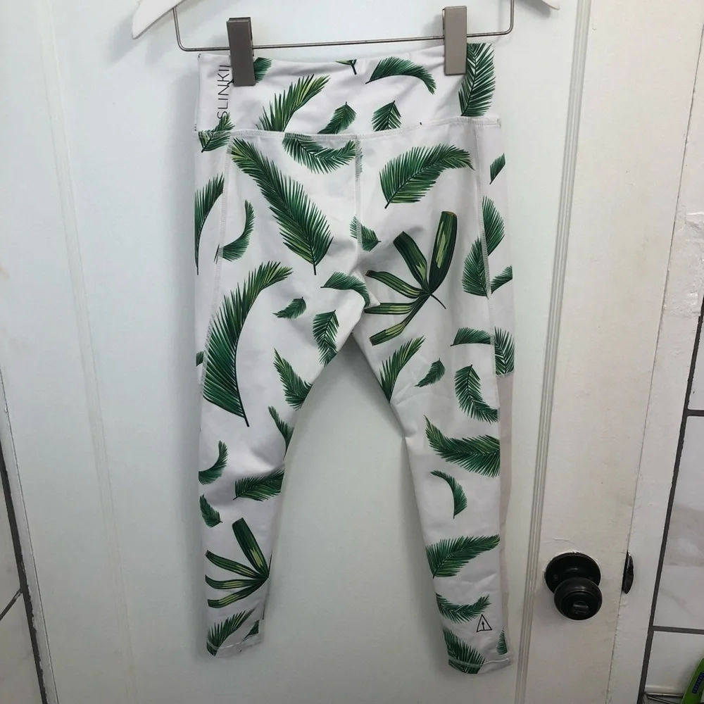 SLINKII 🌿 white tropics leggings size small